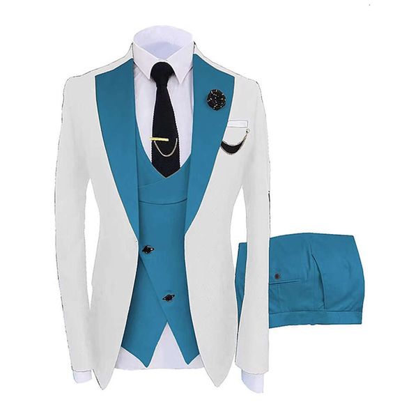 Conjunto de três peças de terno masculino para banquetes de negócios, fantasias de hospedagem, roupas de padrinhos, novo modelo 2024