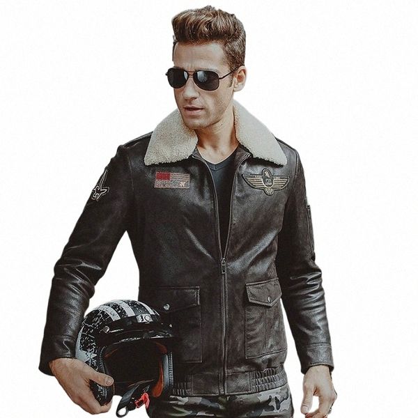 Herren Echtlederjacke Air Force Fliegerjacken Schweinsleder Echtleder Fliegerjacken Motorradmantel Herren Bikerjacke 20Rc #