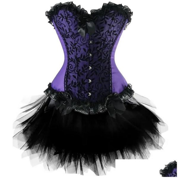 Bustiers Korsetts Frauen Spitze Y Korsett Kleid Gothic Dessous Bustier Vintage Mit Burlesque Rock Set Plus Größe S-6Xl Drop Lieferung Appa Otu47