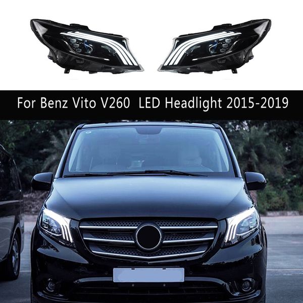 Araba Stili DRL Gündüz Çalışan Işık Flaması Benz Vito V260 LED Far Montajı için 15-19 Kafa Lambası için