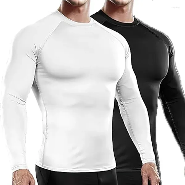 Herren-T-Shirts, Kompressions-Langarmshirt, Herren-Sportbekleidung, Slim Fit, Tops, dünnes T-Shirt, lässig, modisch, Trainingsanzug, Fitnessstudios, Fitness, T-Shirt