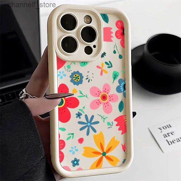 Custodie per telefoni cellulari Custodia per telefono con fiori colorati per iPhone 13 Custodie iPhone 15 14 12 11 Pro Max XR XS X 7 8 14 15 Plus SE Cover in silicone antiurtoY240325