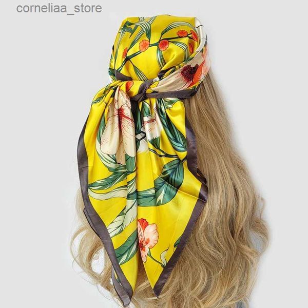 Bandane Durag Bandane Durag Sciarpa in raso per capelli Designer Luxury Brand Fazzoletto Collo Sciarpe in seta Bandana Fazzoletto da donna 90X90CM Foulard Y240325