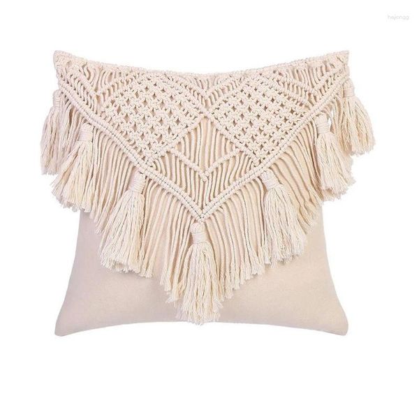 Federe per cuscini Cotone Lino Macrame Filo tessuto a mano Geometria Stile Boemia Federa Decorazioni per la casa 45X45 cm