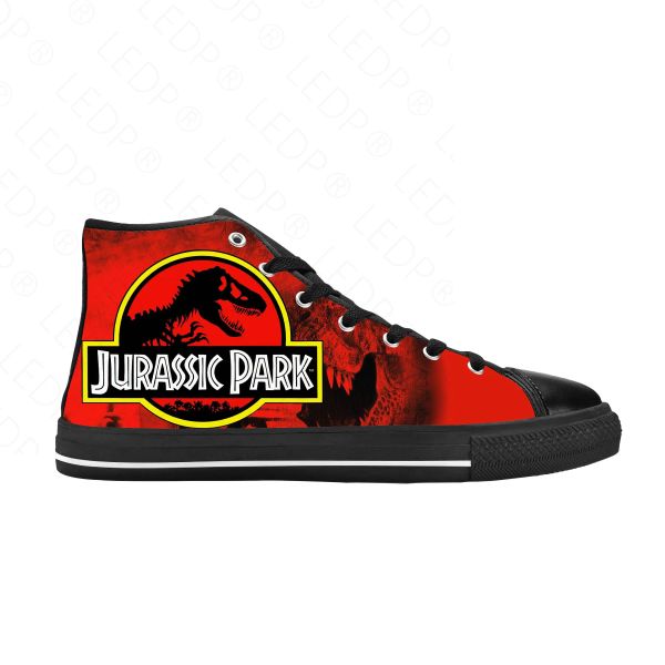 Sapatos Jurassic Park World Dinosaur Anime Cartoon Manga Sapatos de pano casual Top alto