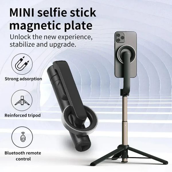 Suporte do telefone móvel bluetooth selfie vara magnética handheld câmera estabilizador desktop integrado tiktok ao vivo triângulo 240309