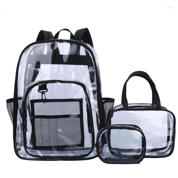 Sırt çantası şeffaf PVC seti su geçirmez su geçirmez unisex katı açık çift moda büyük kapasiteli bagback