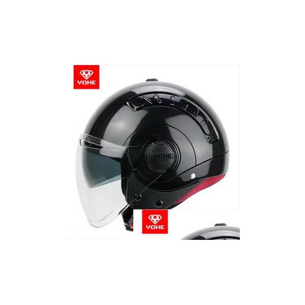 Capacetes de motocicleta Novo verão Yohe Lentes Duplas Meio Rosto Capacete Jovens Homens e Mulheres Moda Mini Bicicleta Elétrica Feita de Drop Deliv Otot6