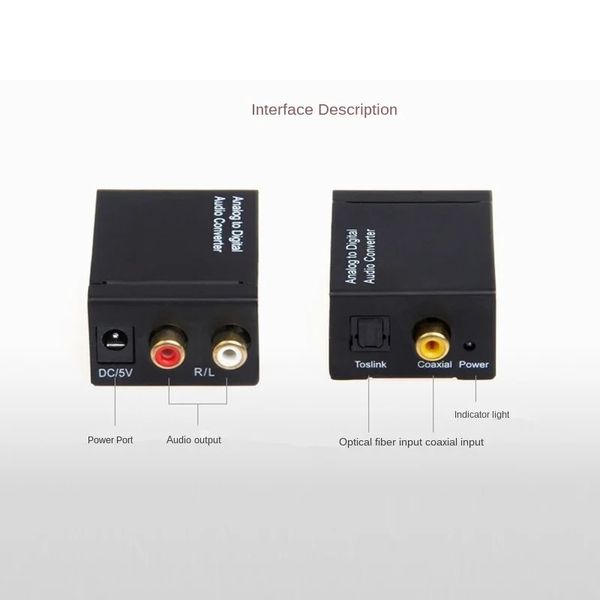 Digital bis analoge Audio-Konverter Digital optische Koaxcoaxialtoslink zum analogen RCA L/R-Audio-Konverter-Adapterverstärker- Digital optical CoaxCoaxialtosLink