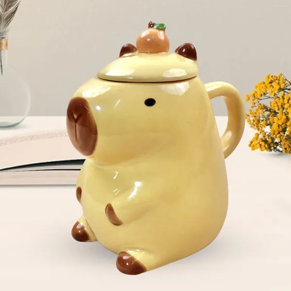 Tassen Cartoon Capybara Teetasse 450 ml Geschirr Trinken Lustige Tiertasse für Büro Frauen Männer Gefälligkeiten Feiertagstisch