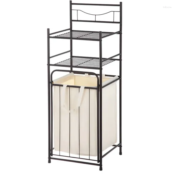 Estatuetas decorativas grande rack de armazenamento de banheiro com cesto de roupa suja varanda roupas sujas