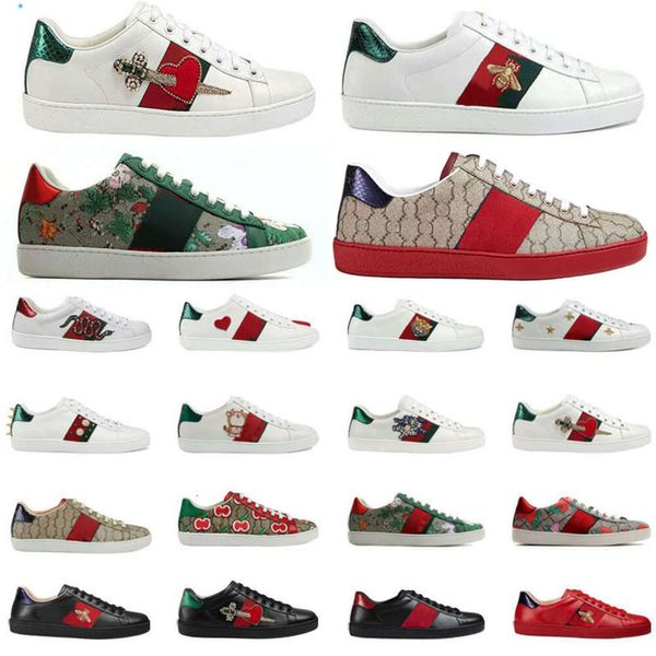 Tasarımcı Ayakkabı Sıradan Ayakkabılar Erkek Kadın Arı Snake Tiger Sneakers Chaussures Orijinal Deri Kahverengi Ayakkabılar Klasik Eğitimler Python Spor Sikeleri Boyut 35-44