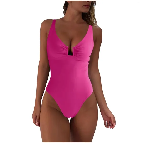 Costume da bagno bikini da donna a taglio alto con pancia e costume da bagno da bagno a pieghe in filo di acciaio a forma di U