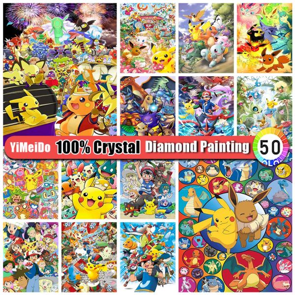 Caligrafia yimeido 100% pintura diamante de cristal anime imagem broca completa diy diamante mosaico dos desenhos animados bordado strass decoração para casa presentes