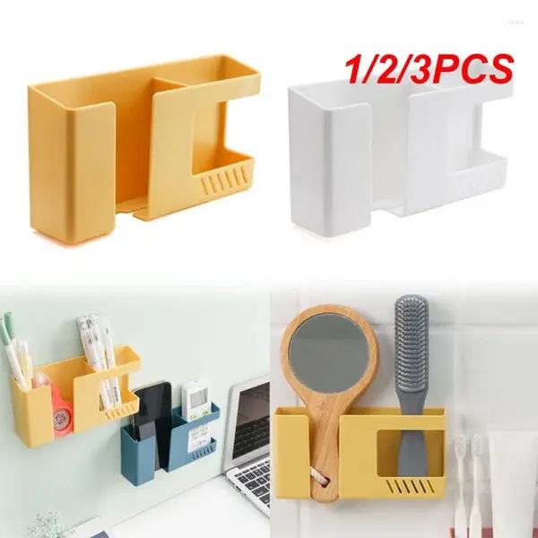 Küchenspeicher 1/2/3PCS Punch-Free-freie Mobiltelefonhalter Wandmontage Ständer Fernbedienungsstange Multifunktionsbox Organizer