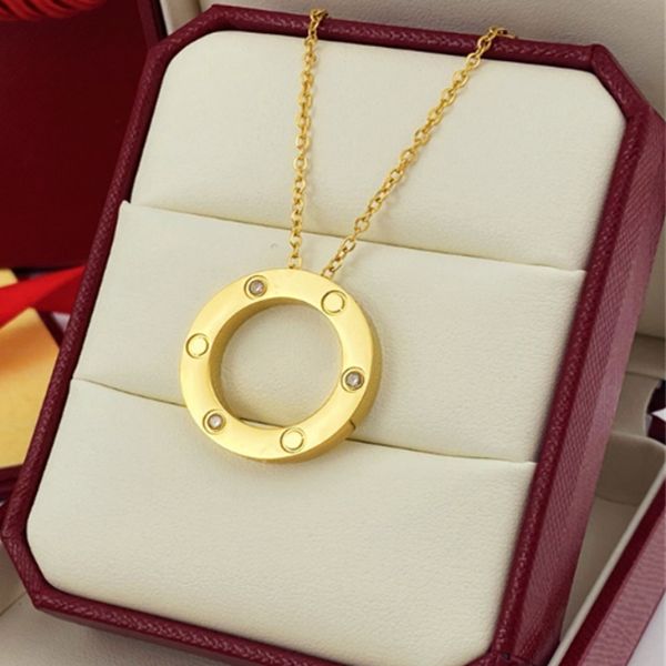 Colar para mulheres conjunto de jóias colares de pingentes de jóias Somnor de anel de moda clássica de 18k Gold aço inoxidável dourado/prata/rosa colar de diamante