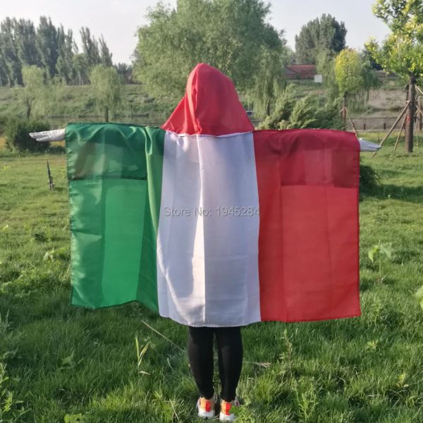 Accessori Bandiera Italia Mantello Bandiera del corpo Banner Bandiera nazionale italiana 3x5ft Poliestere World Country Sports Fans Flag Cape, spedizione gratuita