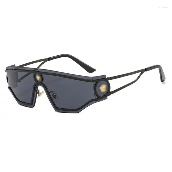 Sonnenbrille Y2K Rock Punk Retro Custom One Piece UV400 Metall PC Deigner Männer Frauen 2024