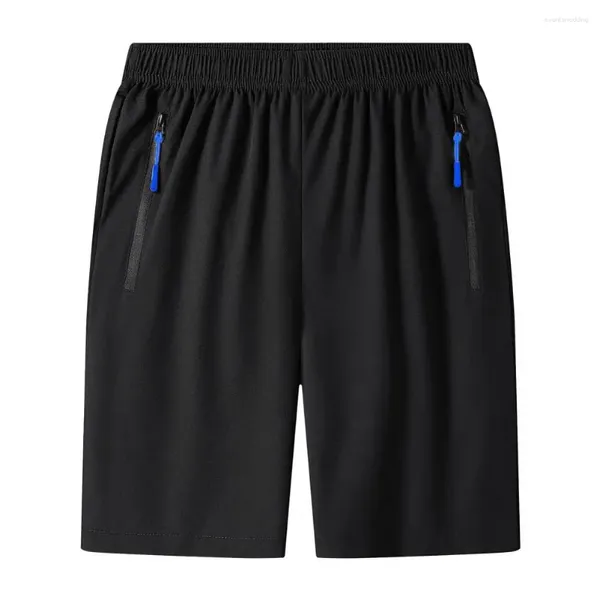 Herren-Shorts für Herren, Sommer, schnell trocknend, für Fitnessstudio, mit elastischer Taille, Reißverschlusstaschen für Lauftraining, leichte Sportarten