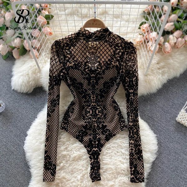 Singiny feminino sexy sem costas macacão moda estilo coreano bodycon macacões outono streetwear magro curto impressão bodysuits 240312