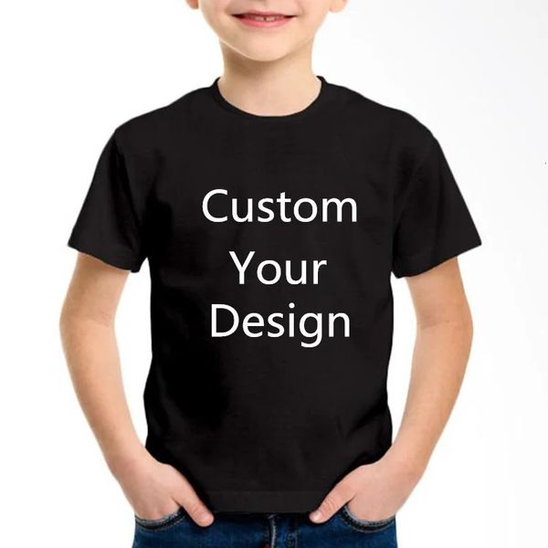 Custom Your Design Children Black White Blue T magliette fai da te Stampa per bambini T-shirt di cotone per bambini/ragazze venditore topscontact frist 240323