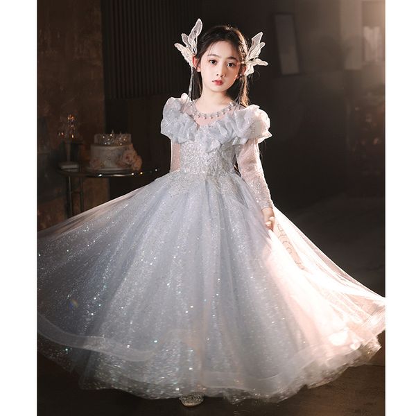 Mädchen Kleider Plus Size Prinzessin Party Spitze Blumenmädchen Kleid Baby Kinder Sommer Hochzeit Geburtstag Kinder Kleidung 2 4 6 8 10 12 14 Tüll Kinder Weihnachten Zeremonielles Kleid