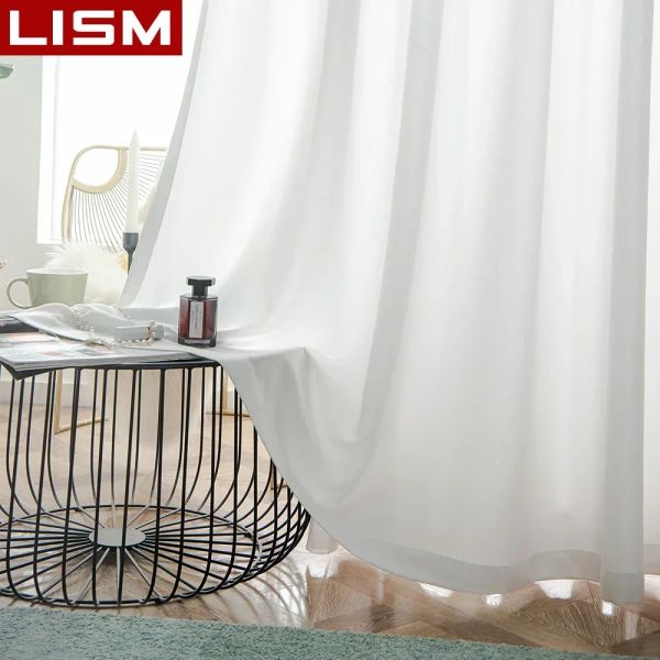 Tende LISM 50% ombreggiatura morbide tende bianche trasparenti per soggiorno seta come camera da letto finestra voiles tenda in tulle trattamento per finestre