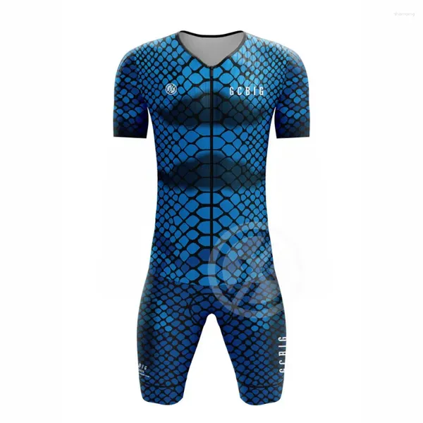 Racing Sets GG Mangas curtas Triathlon Jersey Mens Road Salpsuit Boby MTB Kit Body Cycling Tri Swimming Skinsuit