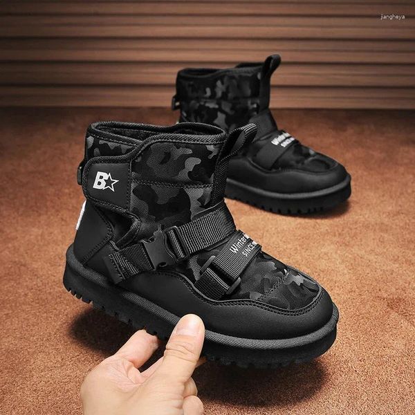 Wanderschuhe Jungen Mädchen Winter Warme Pelzfutter Rutschfeste Schnee Knöchel Flache Wasserdichte Outdoor Langlebige Plüschstiefel Für Kinder