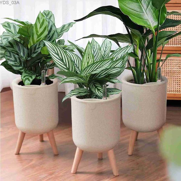 Plantadores Vasos de jardim Vaso de flores Auto rega Suculentas Plantadores com indicador de nível de água Bacia de armazenamento de chão Decoração de vaso de flores 240325