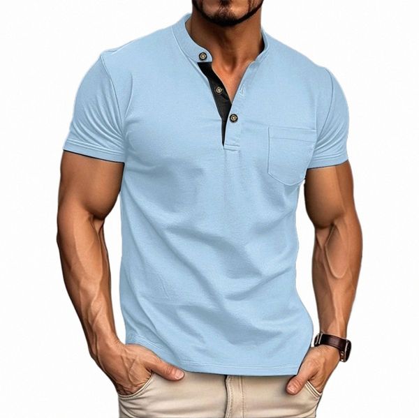 мужская рубашка-поло, качественный мужской топ, повседневный воротник, короткие рукава на лето s8rR#