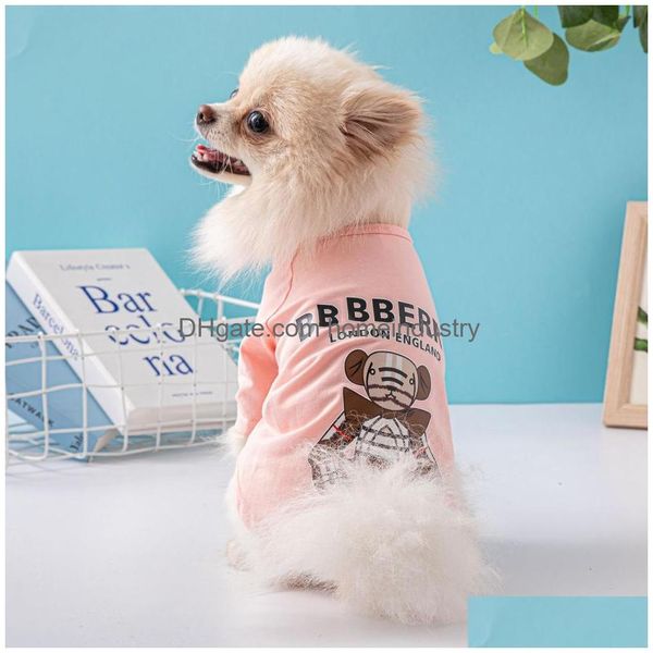 Cão vestuário designer camisetas marca roupas de verão com letras clássicas legal filhote de cachorro respirável roupa macia moletom para pequeno cachorrinho dhtnz