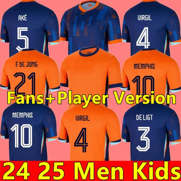 24 25 Holanda MEMPHIS European Holland Club Soccer Jersey 2024 Euro Cup 2025 Camisa de futebol da seleção holandesa Homens Kit Infantil Mulheres Home Away MEMPHIS XAVI GAKPO