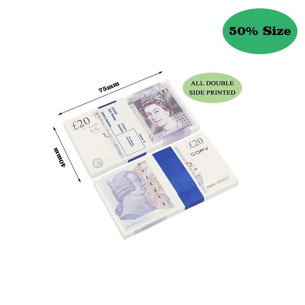 Prop - Booth Copy Extra Strap Game 100 GBP UK Notes Bank Pounds Money Filmes Reproduzir Fake Casino Photo 50 LSMSQ