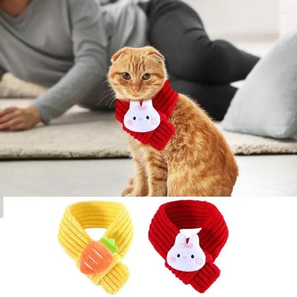 Cão vestuário pet cachecol quente gato neckerchief bandanas dos desenhos animados malha babador colar para animais de estimação gatos cães festa vestir acessórios