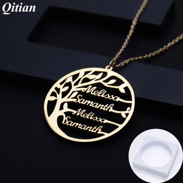 Halsketten Personalisierte Stammbaum-Halskette mit Namen für Frauen Gold Edelstahl individuelle Halskette Männer Statement-Schmuck Weihnachtsgeschenk