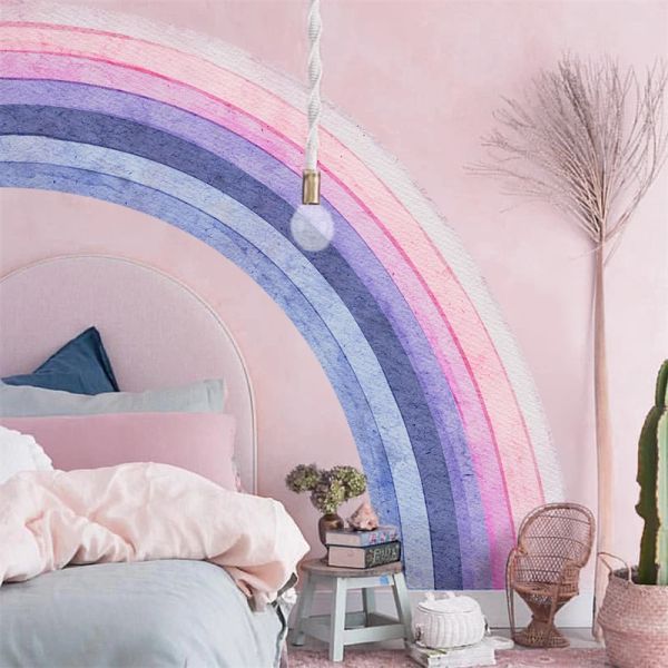 Aufkleber, große lila Regenbogen-Wandaufkleber für Kinderzimmer, Kinderzimmer, Mädchenzimmer, Vinyl, Kinderzimmer-Dekoration, Boho-Regenbogen-Wandaufkleber