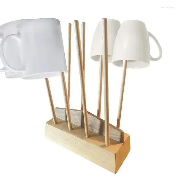 Küche Lagerung Rack Trinken Arbeitsplatte Halter Trocknen Glas Tasse Holz Wasser Stander Stehen Flaschen Tasche Für Organizer Abtropffläche