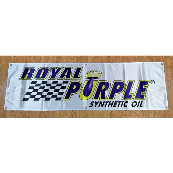 Acessórios 130GSM 150D Poliéster Material Royal Purple Lubrificantes óleo Banner 1,5 pés * 5 pés (45 * 150 cm) Tamanho Publicidade Decoração Bandeira yhx288