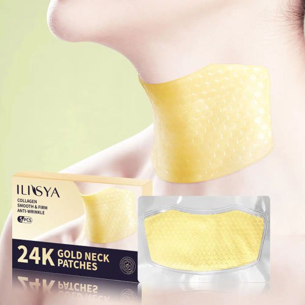 Pescoço ilisya24k ouro pescoço remendos diproteína colágeno suave hidratante luz linha fina antienvelhecimento hidratante produtos de cuidados com a pele
