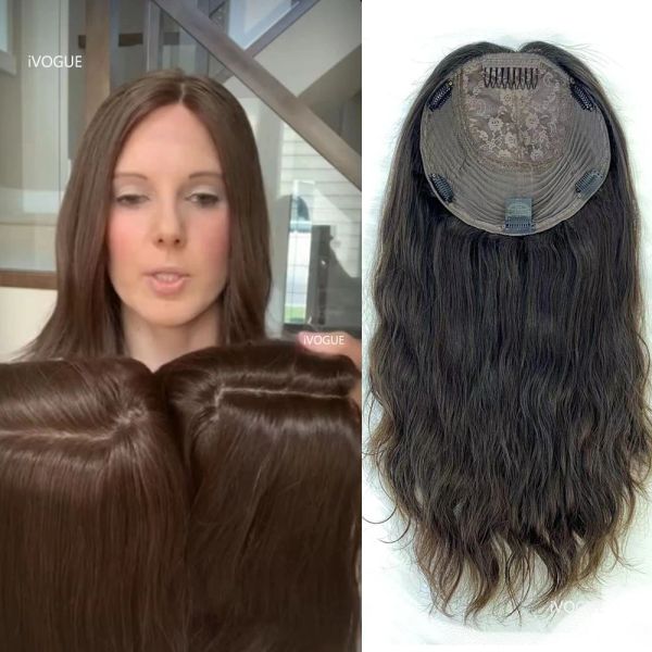 Toppers Kosher Shetiels Melhor Virgem Europeu Cabelo Humano Topper Encaracolado Mulheres Sobreposição Peruca com Clipes Ins Extensões de Cabelo Judaico Garra