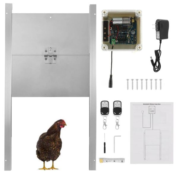 Accessori Kit porta apriporta elettrico automatico per pollaio Kit pollame con timer Telecomandi autobloccanti per cancello di fattorie domestiche intelligenti