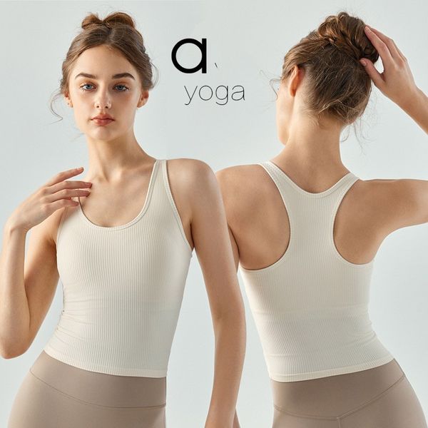 Al yoga yeleği yaz sporları fitness göğüs pedi ile bir araya geliyorum kısa güzellik sırt kadın entegre iplik tişört