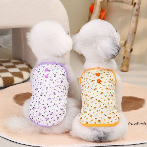 Abbigliamento per cani da compagnia Abbigliamento per animali domestici Primavera/Estate Bichon Teddy Pet Vest Strap Cinturino floreale