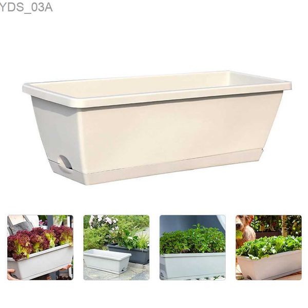 Plantadores potes plástico vegetal pote jardinagem vasos de flores para plantas plantio calha retângulo 240325