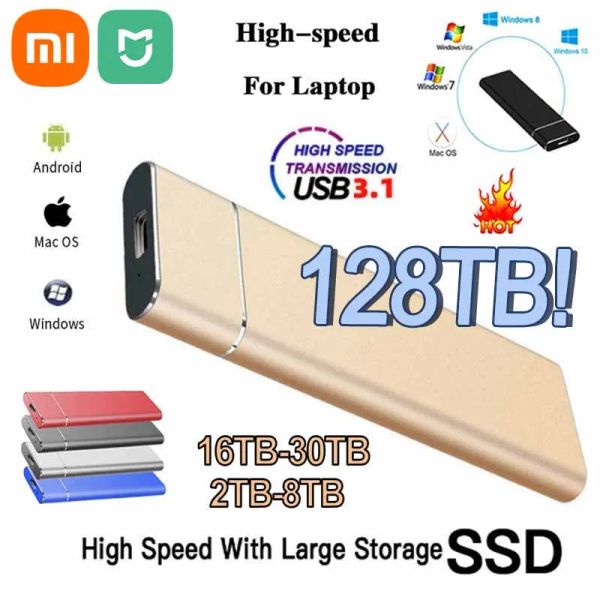 Kontrol Xiaomi Mijia Orijinal Taşınabilir SSD 128TB 1TB 2TB Yüksek Hızlı Kütle Depolama USB 3.0 Bilgisayar Bağlantıları için Harici Sabit Sürücü