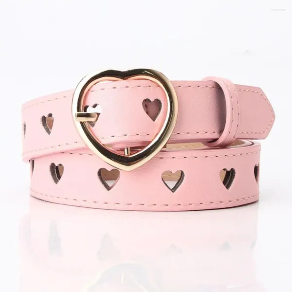 Cinture Cintura da ragazza dolce dal design semplice Fibbia a forma di cuore con ecopelle regolabile cava per donne alla moda