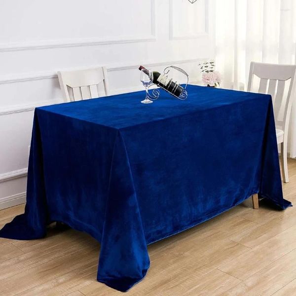 Toalha de mesa retangular azul escuro, elegante, veludo, decoração de casamento, capa lavável