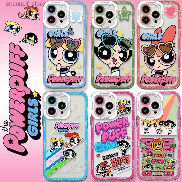 Case di telefonia cellulare Cartoon Superomozione delle ragazze Telefono per iPhone 15 14 13 12 Mini 11 Pro Max xr XS SE 7 8 Plus Cover Girl trasparente GIFTY240325