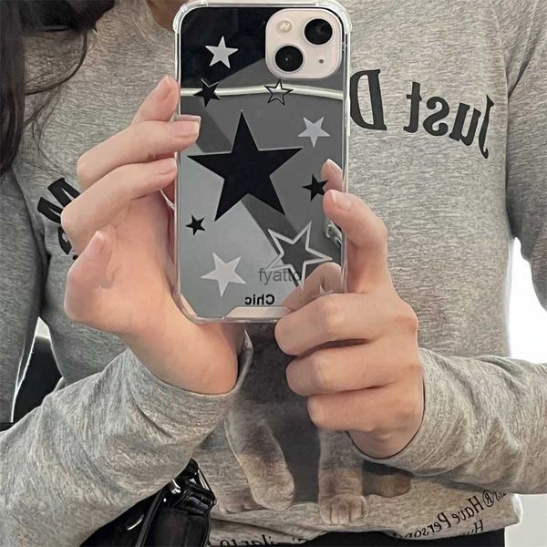 Mobiltelefonkisten Korean niedlich y2k Star Make -up Mirror Phone Hülle für iPhone 14 13 12 11 Pro Max X XS XR Glossy Korean Schockfester Hartharif H240326